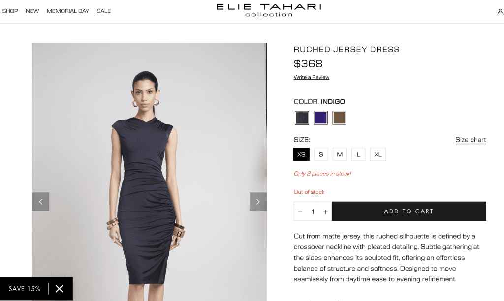 Elie Tahara Product Page
